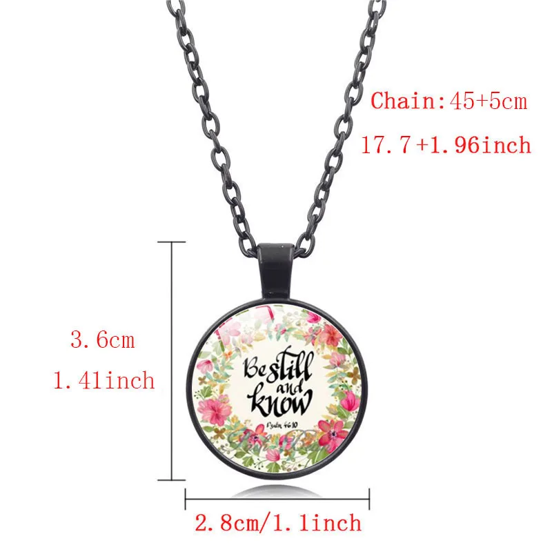 Библейская Подвеска со стихом купольная из стекла ожерелье черного цвета цитата