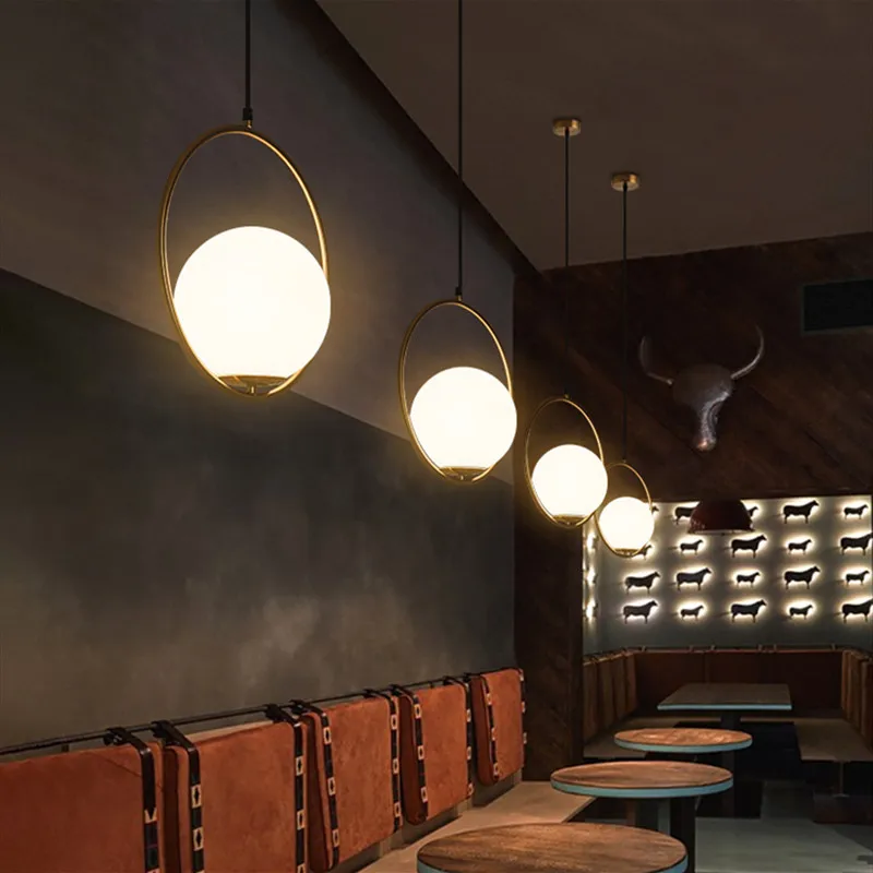 Подвесные светильники в скандинавском стиле Белый Круглый глобус стеклянный