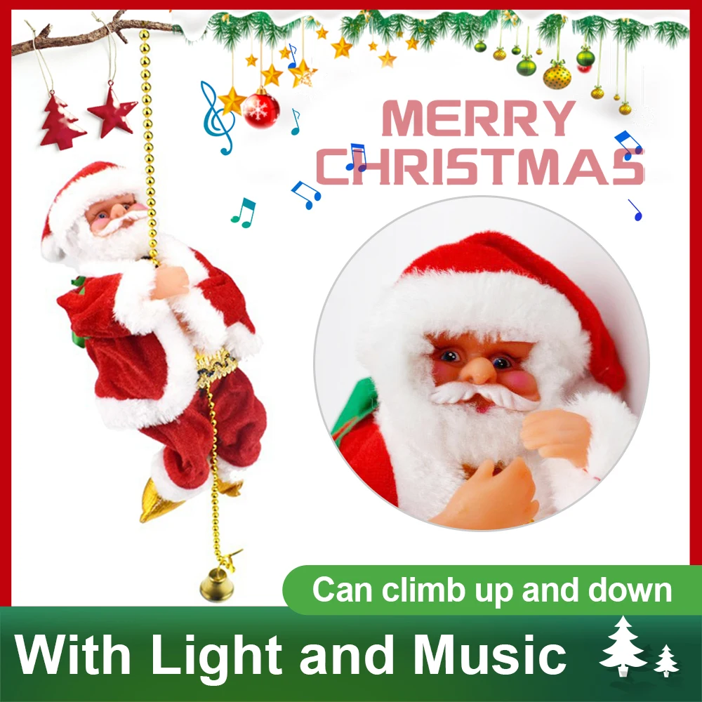 

Подарок 2022, электрическая лестница для скалолазания, Санта-Клаус, искусство для дома, Рождественская елка, подвесной декор с музыкой