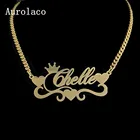 Ожерелье AurolaCo с именем на заказ с сердцем, персонализированное ожерелье из нержавеющей стали с золотой именной табличкой, кубинская цепочка, ожерелье для женщин, подарок