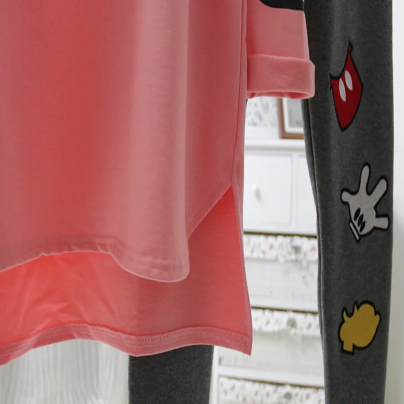 2 шт. Disney минни леди Пижамный комплект из хлопка Одежда для женщин с длинным