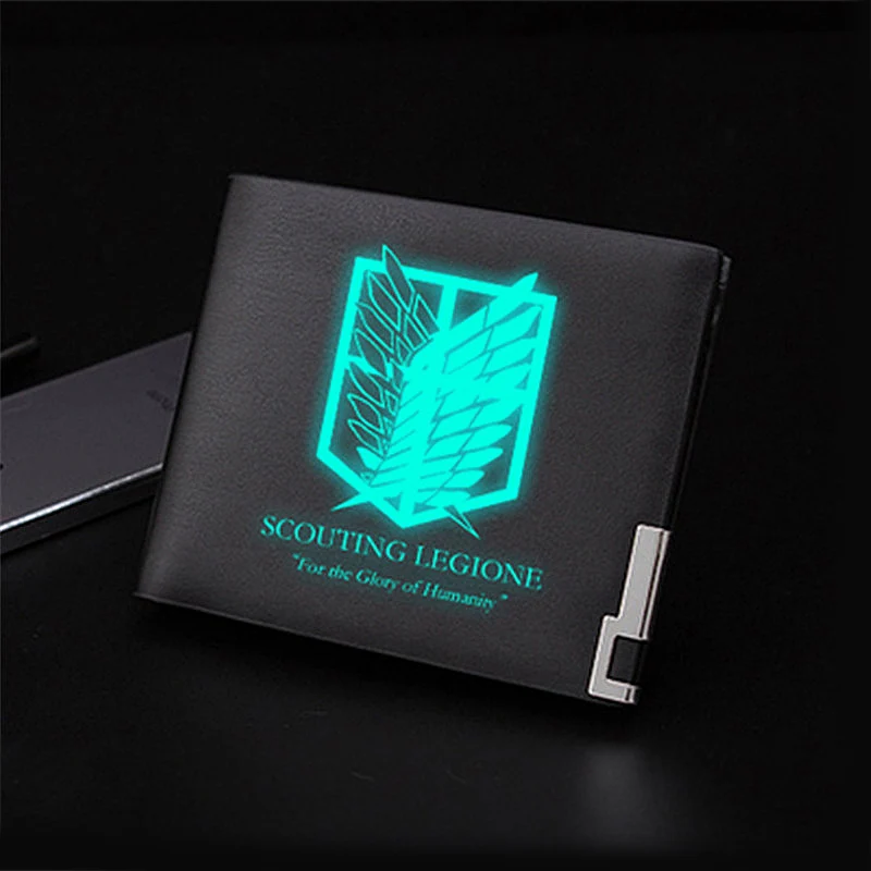 short1-Luminous Модный кошелек атака на титанов, Мужской Длинный кошелек с принтом из искусственной кожи, подарок, новинка - Цвет: short1-Luminous