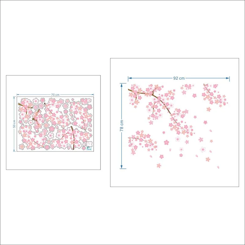 

pink Cherry blossoms tree romantic diy home decal wall sticker girls bedroom TV background decorative store kitchen mural