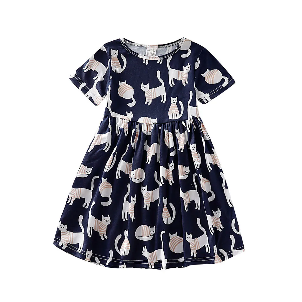 Casual Clothes Dress For Girls Short Sleeve Cute Animals Printed Bird dress Summer Autumn | Детская одежда и обувь