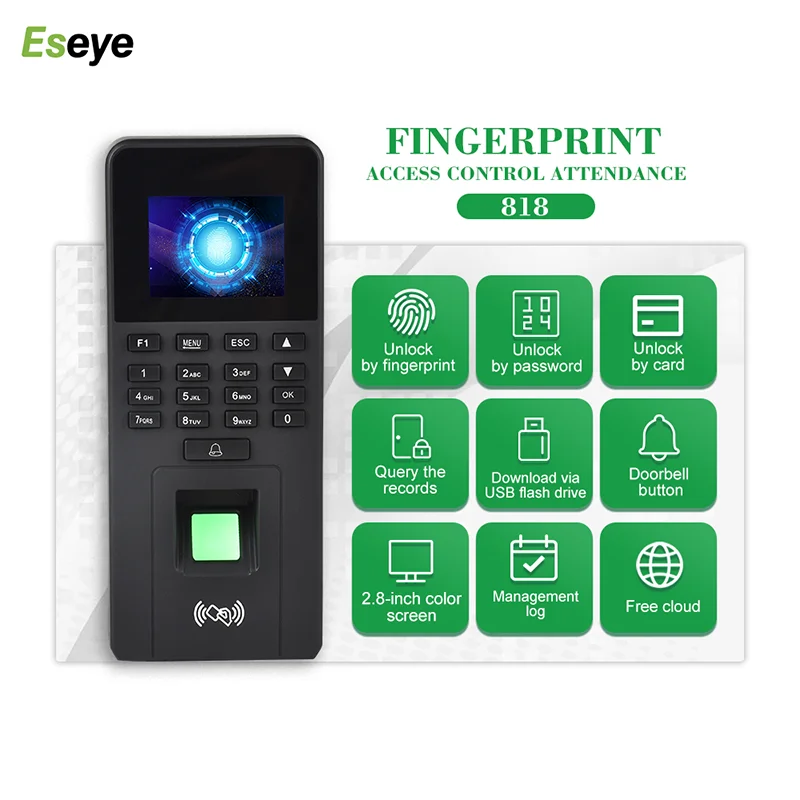 Eseye Biometric Fingerprint Access Control Keypad System RFID Support Password TCP/IP Network USB Office Time Attendance Machine |