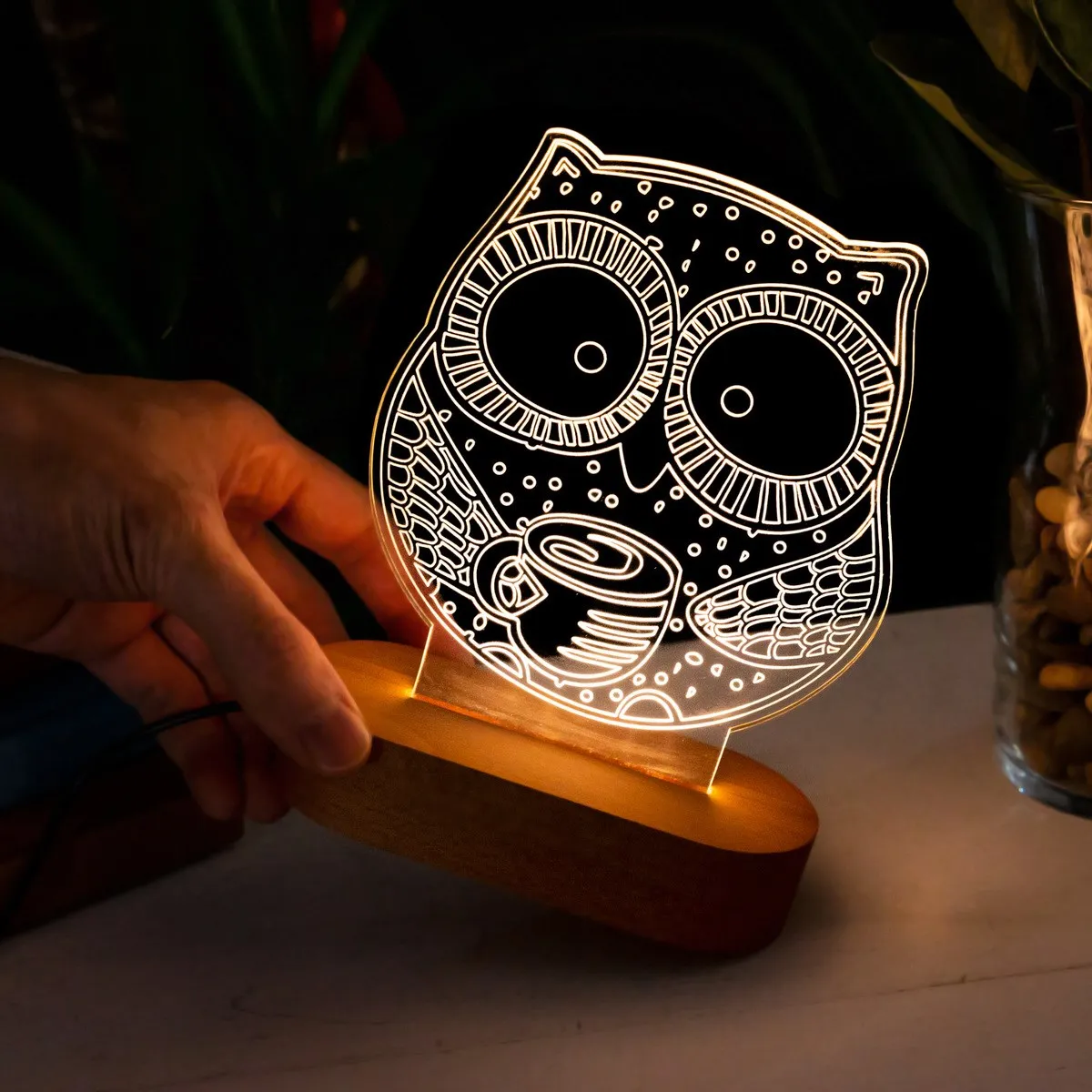 3D Led Lamp With Ethnic Owl Design Decoration Home And Office Decor Gift