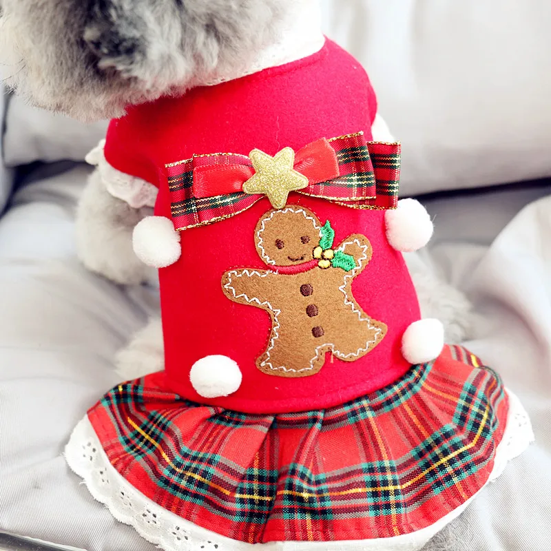 Красный школьный стиль йоркширский терьер одежда осень-зима Рождественский