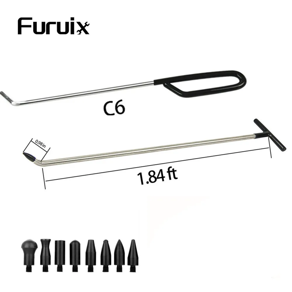 FURUIX инструмент для ремонта автомобиля стержни крюк толкатель с 8 шт. кран вниз головки набор удаления вмятин