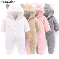 newborn baby winter warm rompers toddler boys girls long sleeve velvet thick jumpsuits for baby infant overalls soft sleepwear