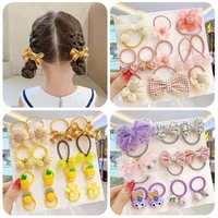 910 pcsset children cute cartoon flower bow elastic hair bands baby girls sweet scrunchies rubber bands kids hair accessories