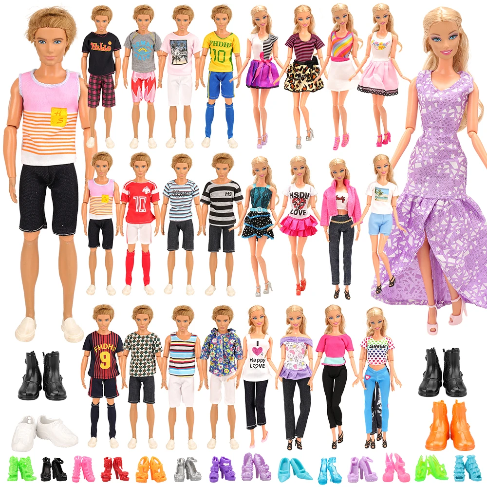 Кукла барва одежда 34 пункт = 10 Одежда для Кена 4 туфли кукольные аксессуары + 10 обувь 10 одежда для Барби игрушки для девочки подарок на день ро...
