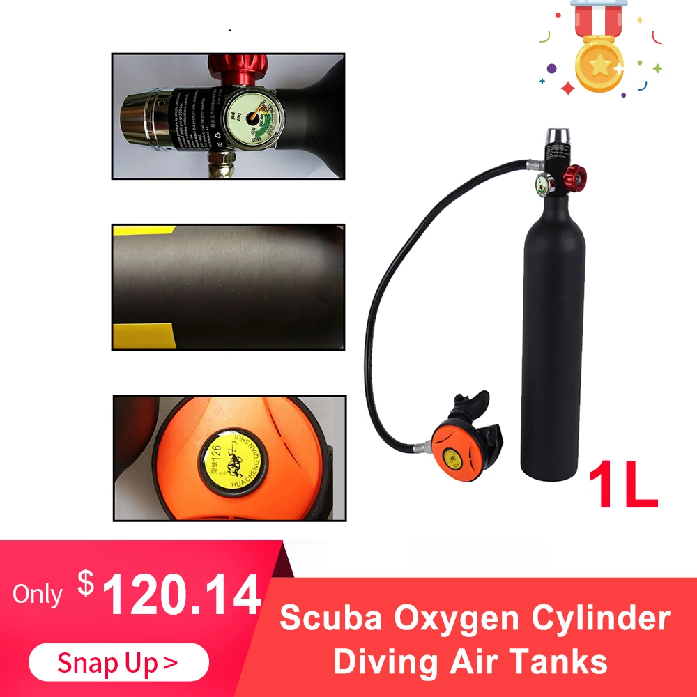 1Л баллон кислорода для дайвинга баллоны воздуха регулятор цилиндр подводного