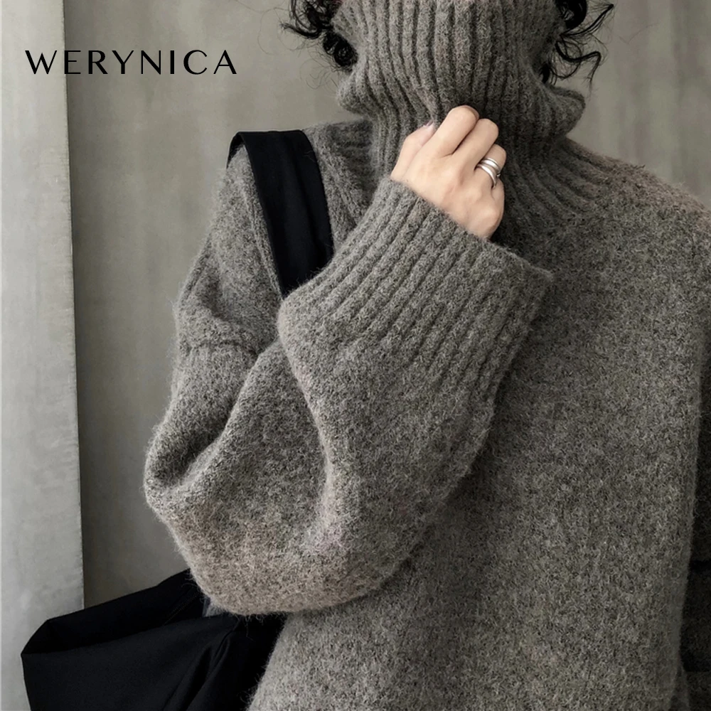 Женский кашемировый свитер-водолазка Werynica уютный вязаный теплый пуловер