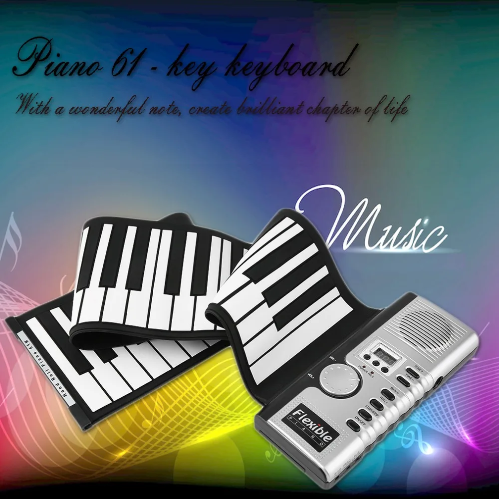 

TSAI Piano Electronic Black and White 61 Keys Universal Flexible Roll Up Soft Keyboard Piano for guitarra players popular Hot