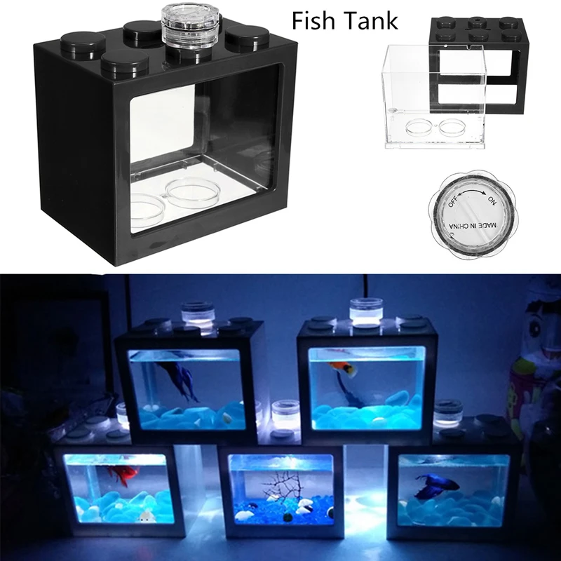 Betta Fish мини аквариум креативный строительный блок аквариум для домашнего офиса чайный столик украшение детское Кормление маленький строительный блок