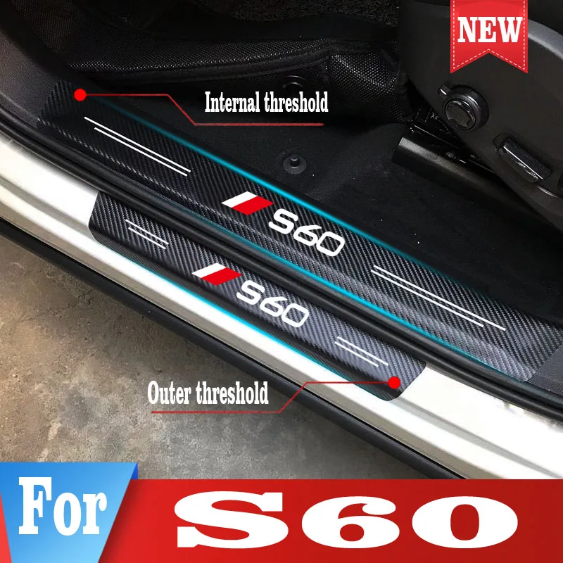 

Car Door Sill Stickers Decal For Volvo S60 Threshold Protector Decals Scuff Guards Cover Tuning Trim Styling Accessories
