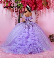 purple ruffles off the shoulder quinceanera dresses ball gown formal prom lace up princess sweet 16 dress vestidos de 15 a%c3%b1os