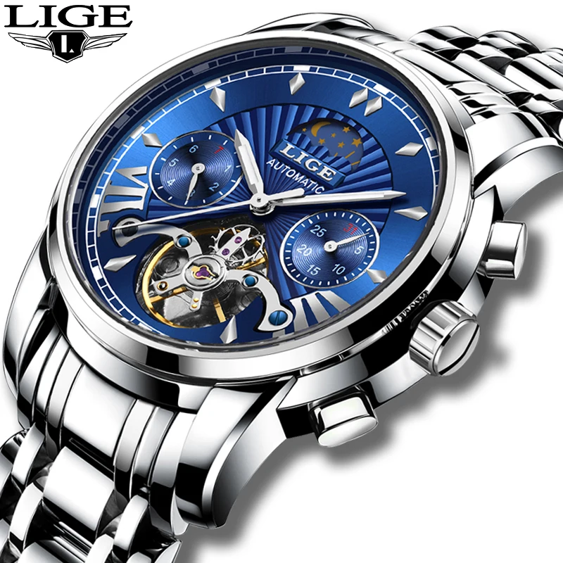Montre Homme 2019 LIGE мужские s часы Топ люксовый бренд мода Tourbillon автоматические