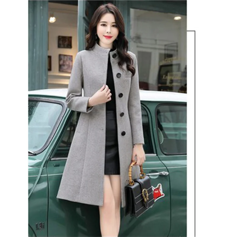 Женское шерстяное пальто размера плюс Blue новинка 2021 Модный облегающий