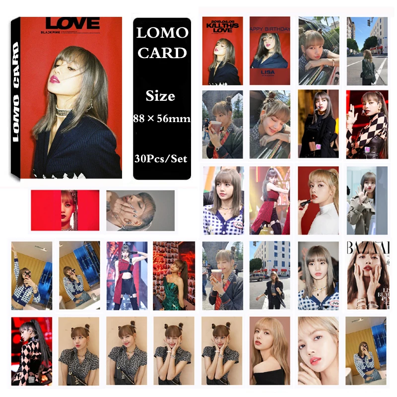 LISA 02 KPOP Черный Розовый альбом Лиза Роза Дженни JISOO самодельная бумажная ЛОМО карта фото карта Плакат Фотокарта вентиляторы - Цвет: LISA 02