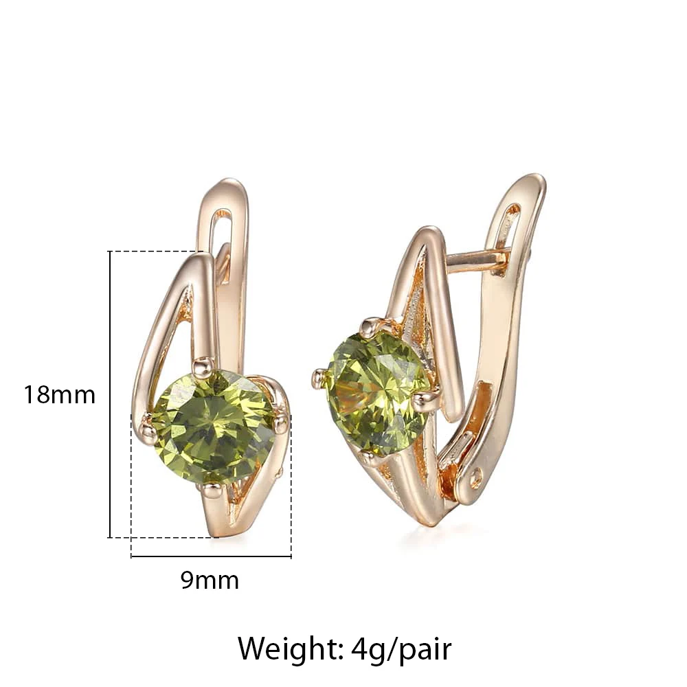 Green Stone GE73 Синие, розовые, зеленые серьги с фианитами для женщин и девочек, 585 розовое золото, висячие серьги, модные свадебные, вечерние, подарки на день Святого Валентина, GEM34 - Окраска металла: Green Stone GE73