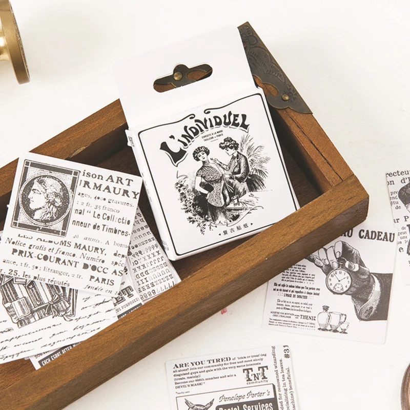 45 шт./кор. Европейская винтажная черная белая наклейка для скрапбукинга