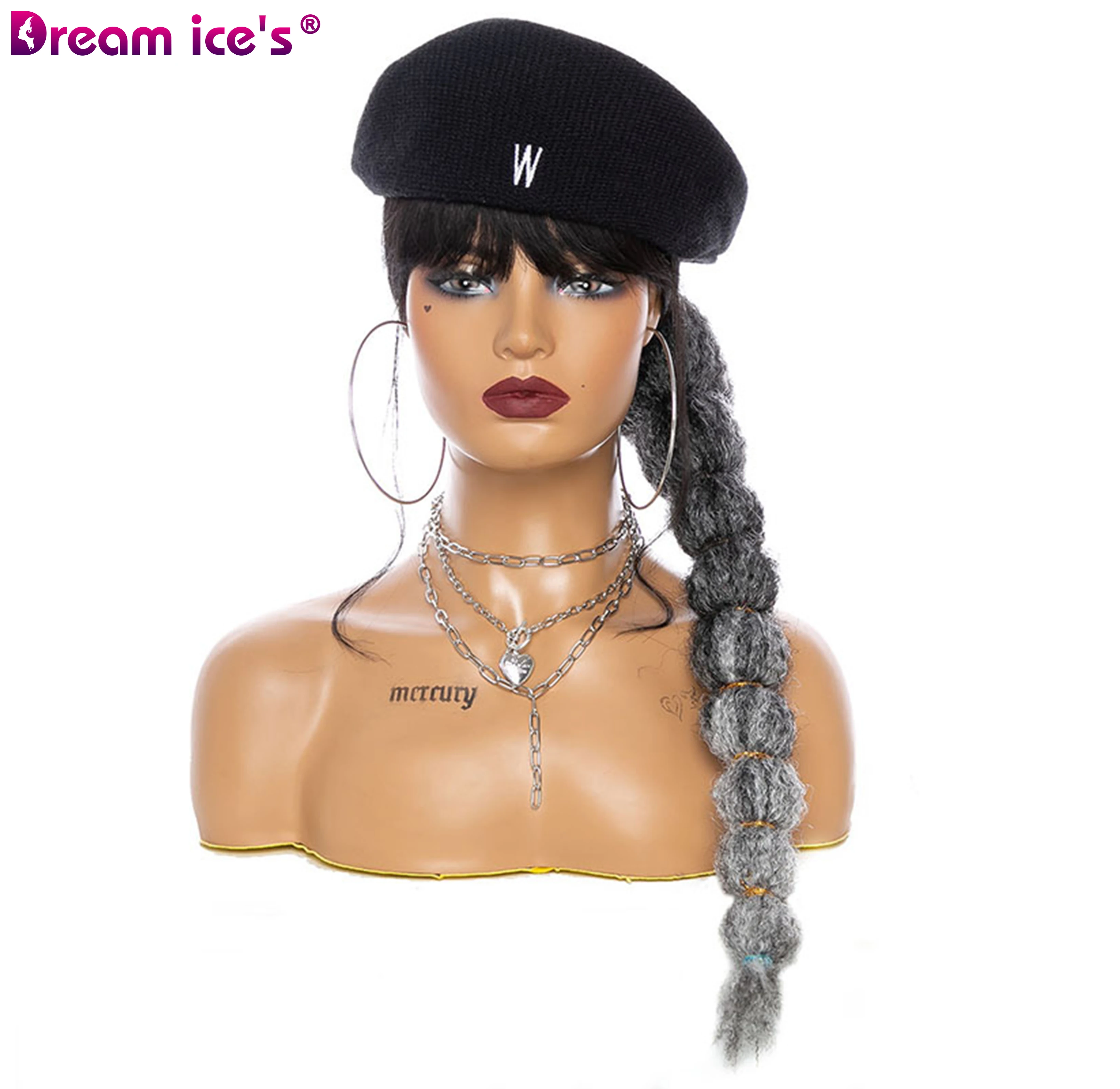 

Синтетический кудрявый прямой парик на кулиске для конского хвоста Пузырьковые волосы на заколке для наращивания волос 18 дюймов DREAM.ICE'S Hair