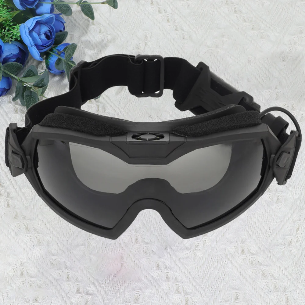 

Protective Glasses Anti-fog Goggles UV Tactical Goggles for Cycling Driving Hiking Without Battery (Black)