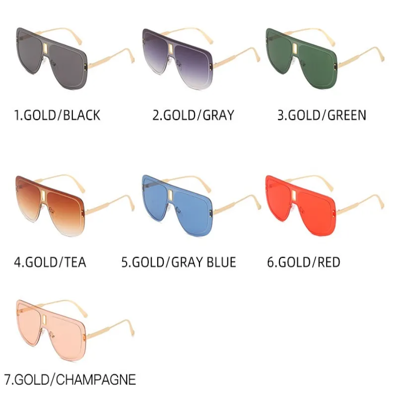 

Luxury Brand Square Designer For Women 2021 New Fashion One Peice Sun Glasses Oversized Elegant Retro Eyewear Trend Big Shades