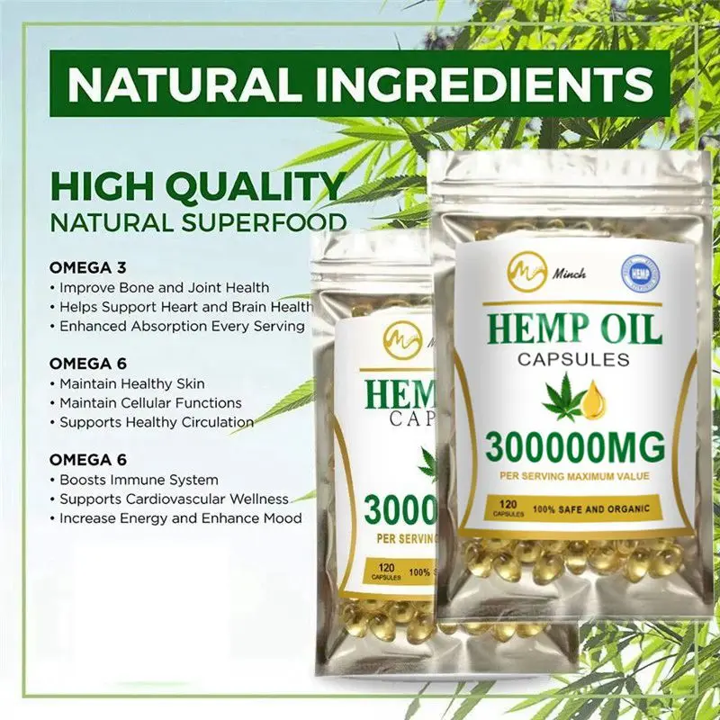 Minch 120 шт. Семена Конопли масло капсулы органические CBD уход за кожей лица для