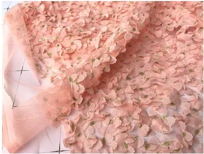 pink Стиль 3D шифон Золотой Шелковый цветок дизайнерская ткань креативный элегантный сетка платье свадебное украшение вышитые кружева D657 - Цвет: pink