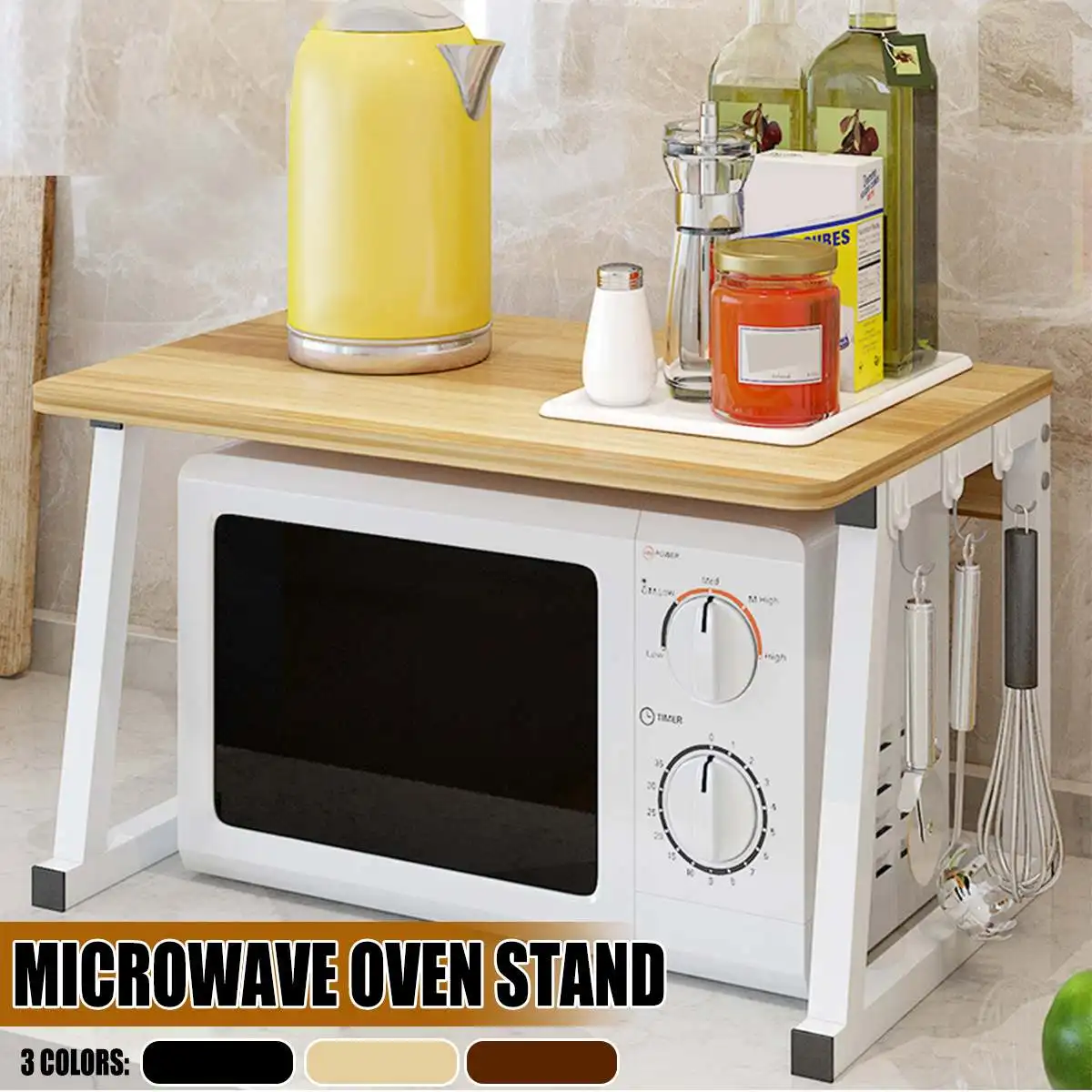 Металлическая кухонная полка для микроволновой печи подставка кухонной посуды