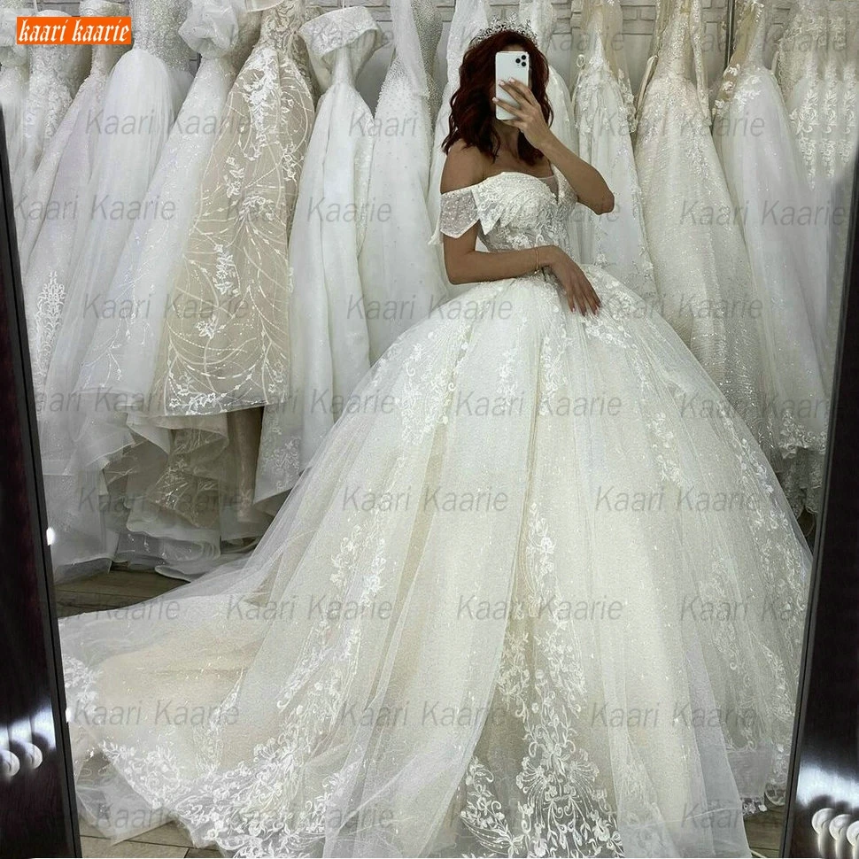 Sumptuous Lace Wedding Gowns Off Shoulder Appliqued Tulle Ball Gown Princess Church Bride Dress Long Custom Made Dresses | Свадьбы и