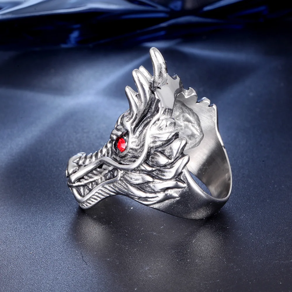 Мужское Винтажное кольцо с головой дракона из нержавеющей стали ювелирные