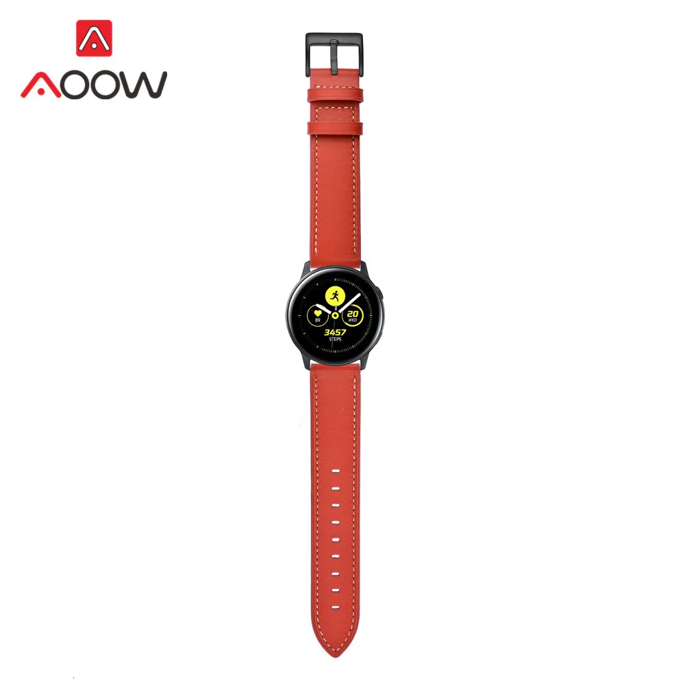 20 мм ремешок из натуральной кожи для samsung Galaxy Watch Active 42 мм gear S2 huawei Garmin vivoactive Amazfit BIP Молодежный браслет