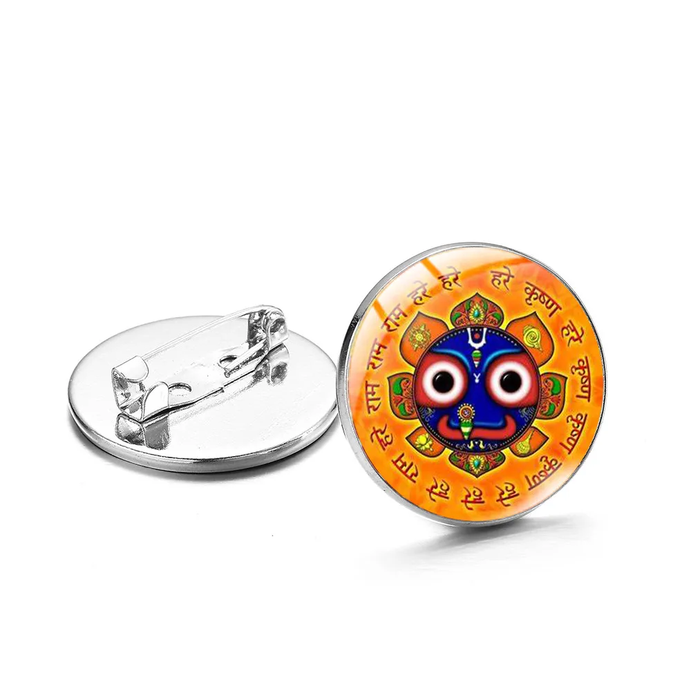 Индийский индуистский Бог Jagannath стеклянная брошь из кабошона булавка с
