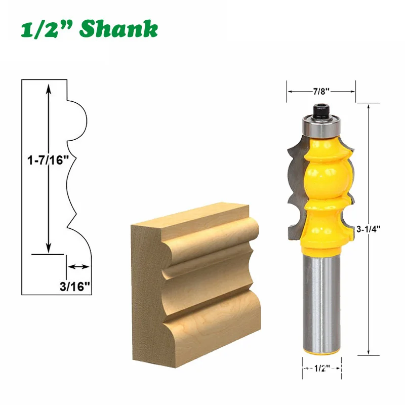 

1PC 1/2" 12.7MM Shank Milling Cutter Wood Carving Line Architectural Molding Router Bit Woodworking Tenon Milling Cutter Wood
