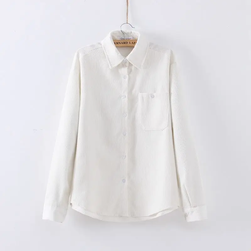 

Pure Color Corduroy Shirt Women's Spring and Autumn New Style Women's Long-sleeved Shirt Casual Plus Size Loose Top Blouse