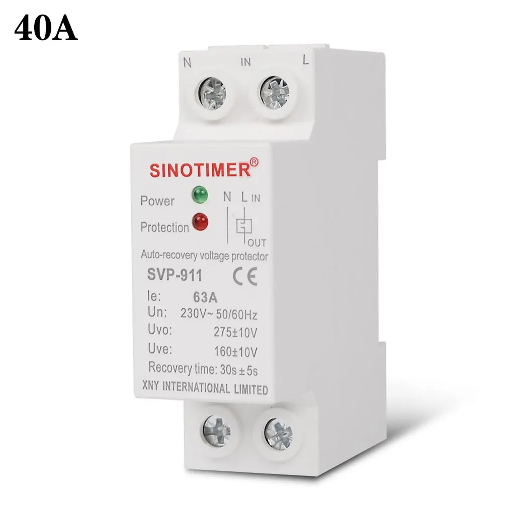 

MINI Size 27mm 230V AC Din Rail Automatic Recovery Reconnect Over Under Voltage Relay Protective Breaker Voltage Protectors