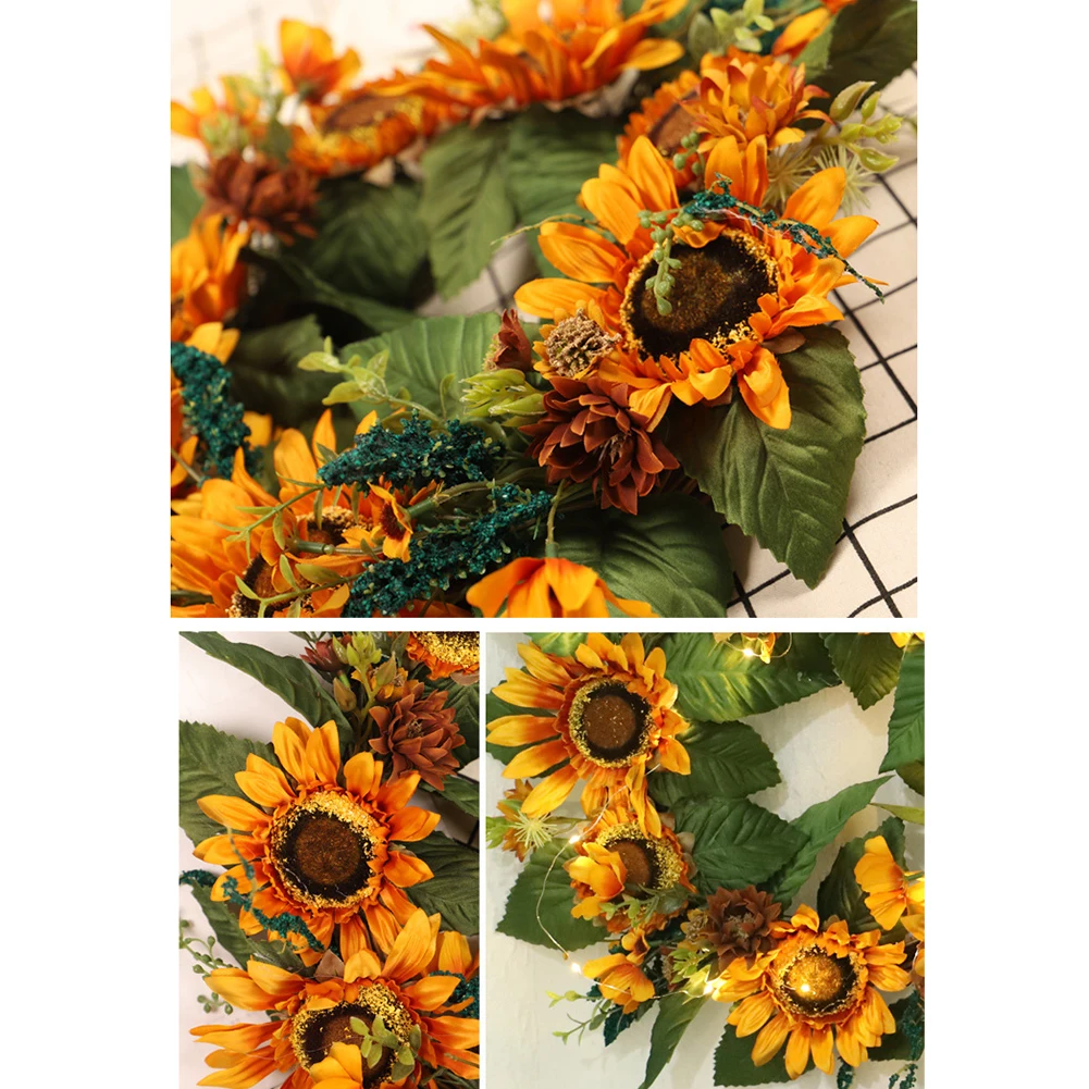 Искусственный венок из подсолнухов цветочный настенное крепление декоративные