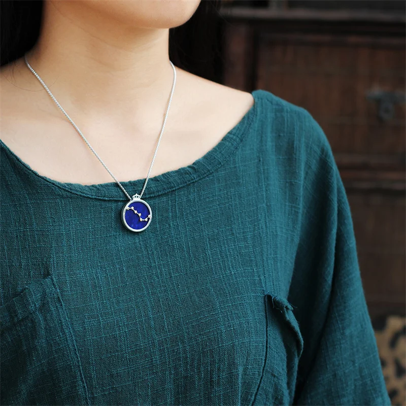 Инатура серебро 925 пробы лазурит королева корона кулон ожерелье для женщин