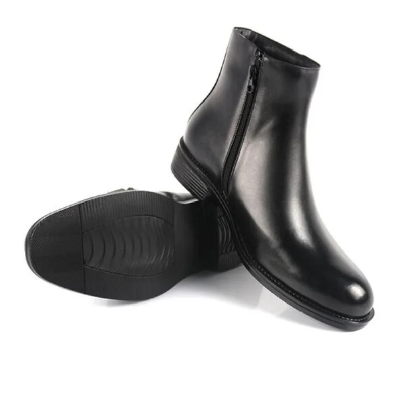 Мужские ботинки из натуральной кожи на молнии Дизайнерская шерстяная обувь