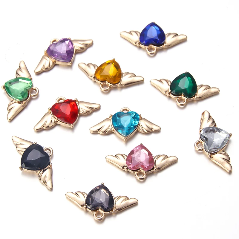 

Xinyao 10 шт сплав сердце кристалл крыло Шарм для DIY ювелирных изделий Изготовление браслета ожерелья