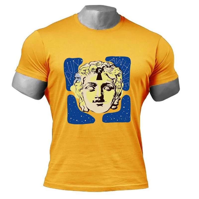 

2021 Funny Michelangelo David statue print T-shirt streetwear casual sports T-shirt hip-hop personality T-shirt one drop deliver