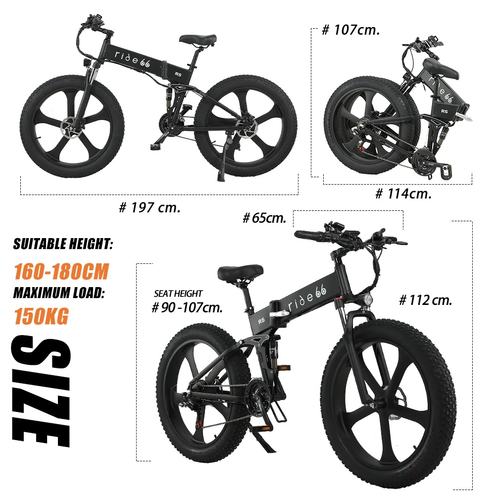

Electric Bike 1000W 2021 new electric bicyc Snow Bike Electric Bike Folding Ebike 48V12.8Ah Electric Bicycle 4.0 Fat Tire e bike