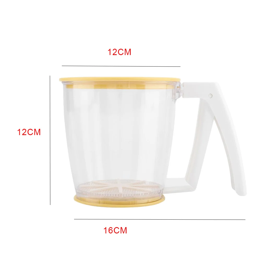 

Hand-held Cup Flour Sifter Powder Mesh Sieve Plastic Flour Strainer Baking Supplies Tools with Lid