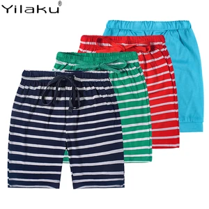 Летние шорты Yilaku для мальчиков, Детские однотонные повседневные штаны в полоску, брюки с завязкой на шнурке и пятью точками, детские свободные пляжные штаны CI075