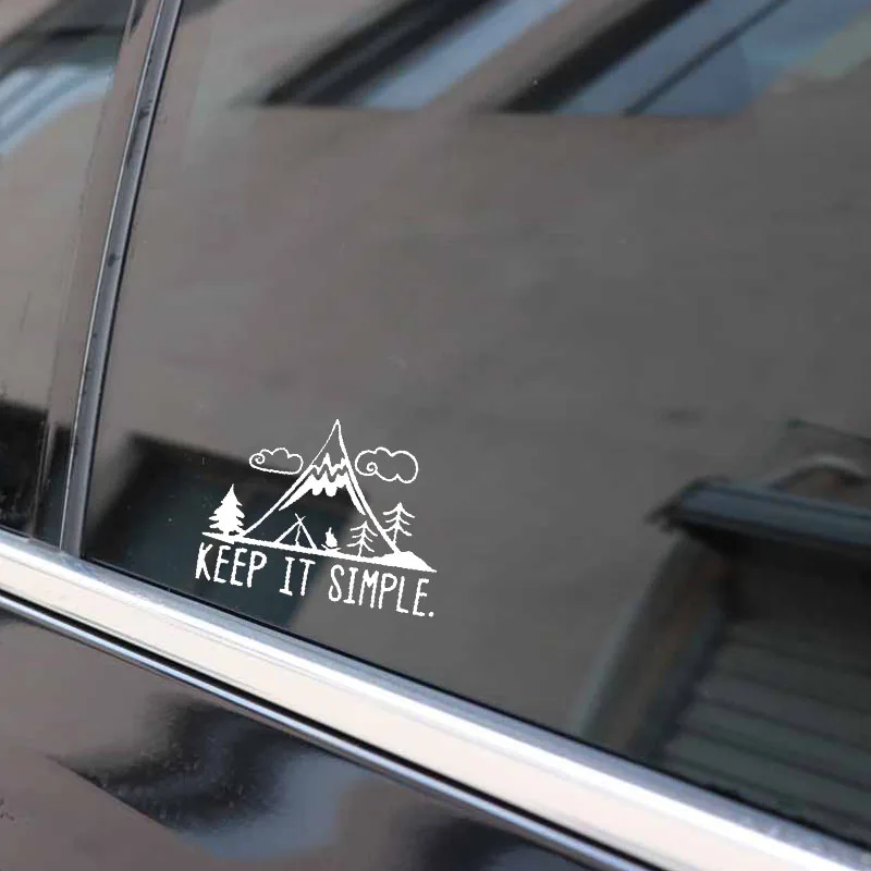 

Car Sticker Fun Camping on The Hill Keep It Simple Vivid Windows Fun Car Exterior Accessories Waterproof PVC Decal 14cm * 10.6cm