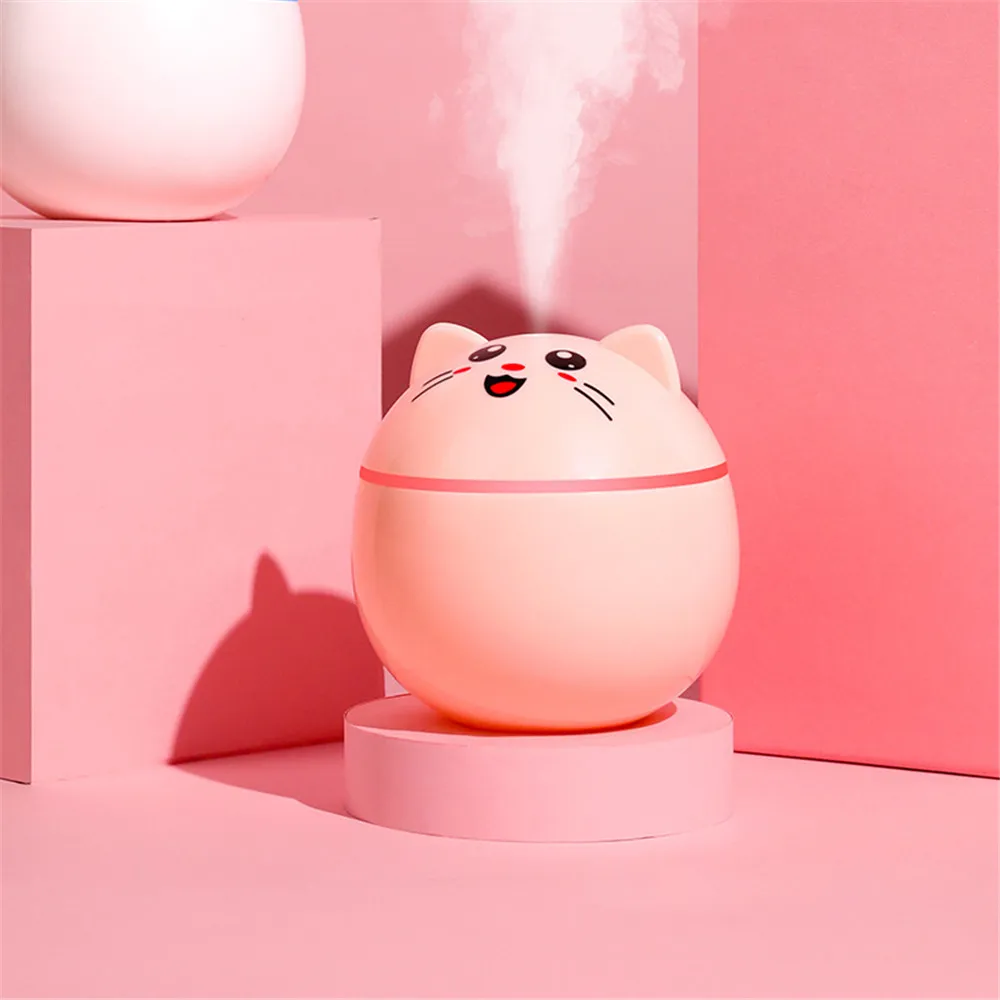 

300ml Cute Cat Ultrasonic Air Humidifier Car Humidifiers with LED Lamps Mini Mist Maker Portable Office Desktop Air Purifier