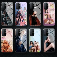 kpop i dle girl tempered glass phone case cover for oneplus oppo realme a53 find x 2 3 5 6 7 8 9 t pro nord gt neo funda cover
